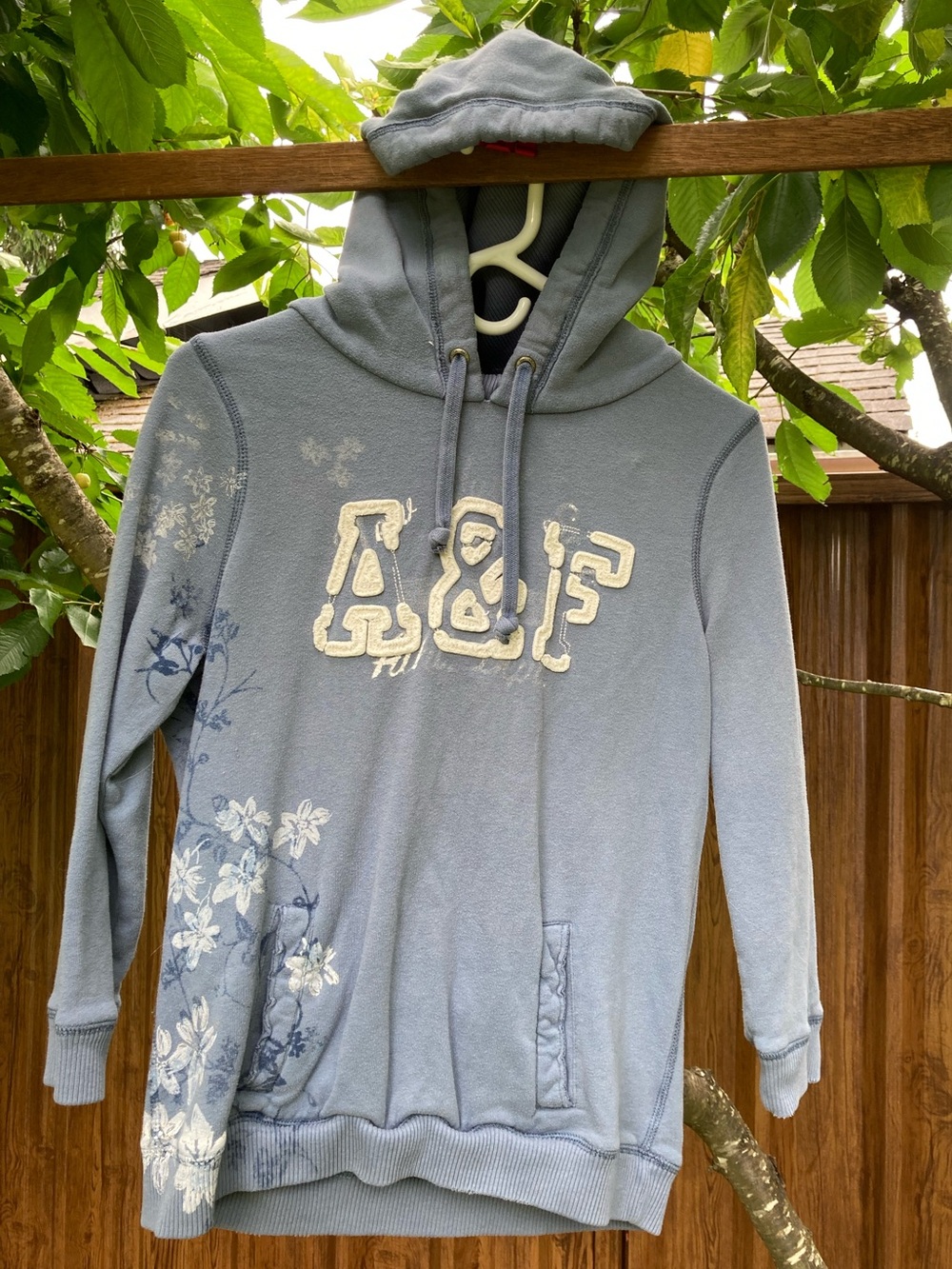 Abercrombie & Fitch Light Blue Floral Logo Hoodie